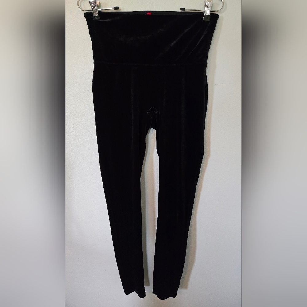 Spanx Black Velvet Leggings Size Large